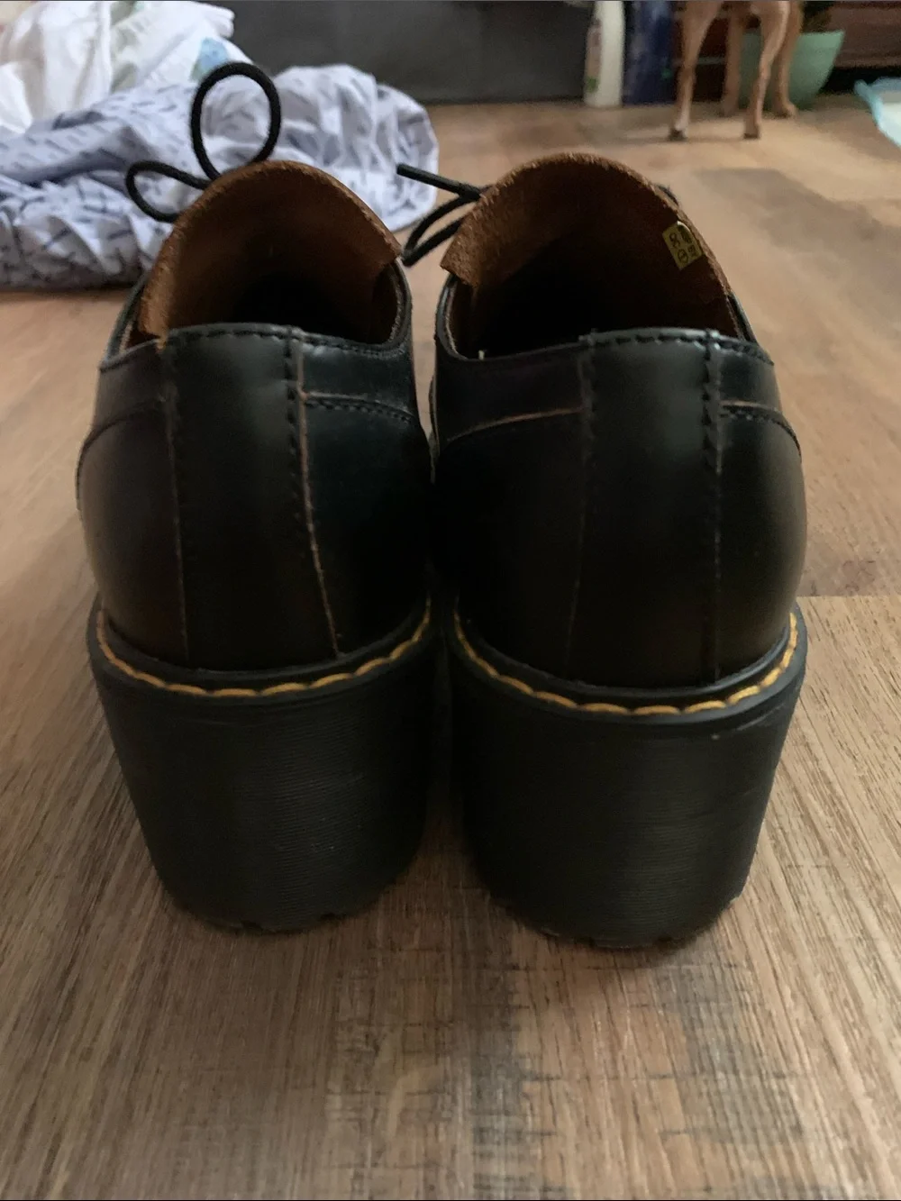 Dr. Martens Black Leather Platform Lace-Up Oxfords